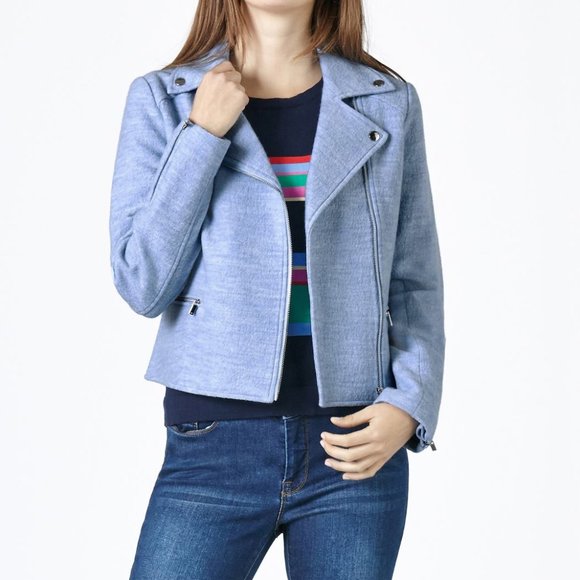 Marcs Jackets & Blazers - MARCS Merino Wool Blue Poppy Biker Jacket RRP$299